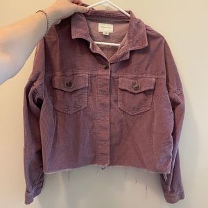 Purple corduroy cropped button up